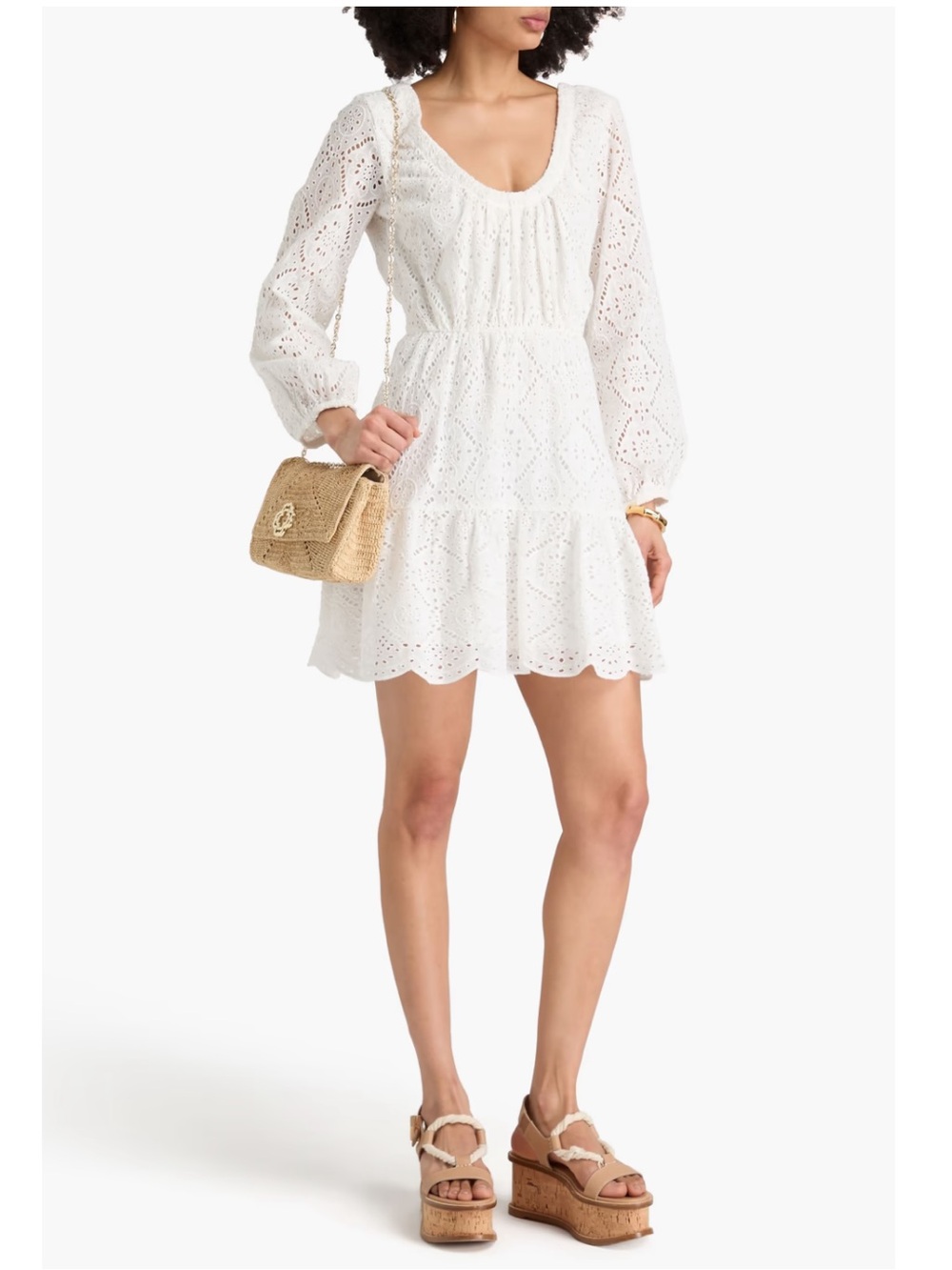 Veronica Beard Calibra broderie anglaise cotton mini dress